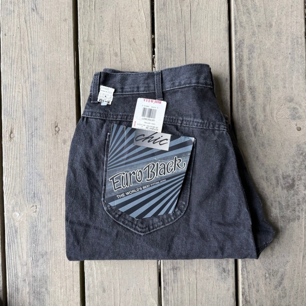 Chic Euro Black Vintage High Waist Tapered Jeans Made in USA Black Denim 33x28